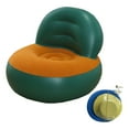 thumbnail image 3 of Sofá inflable individual con bomba, sofá de aire suave para uso en exteriores e interiores. Verde y naranja, 3 of 9