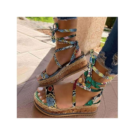 

Ymiytan Women s Lace up Espadrilles Platform Wedges Sandals Size 4-12