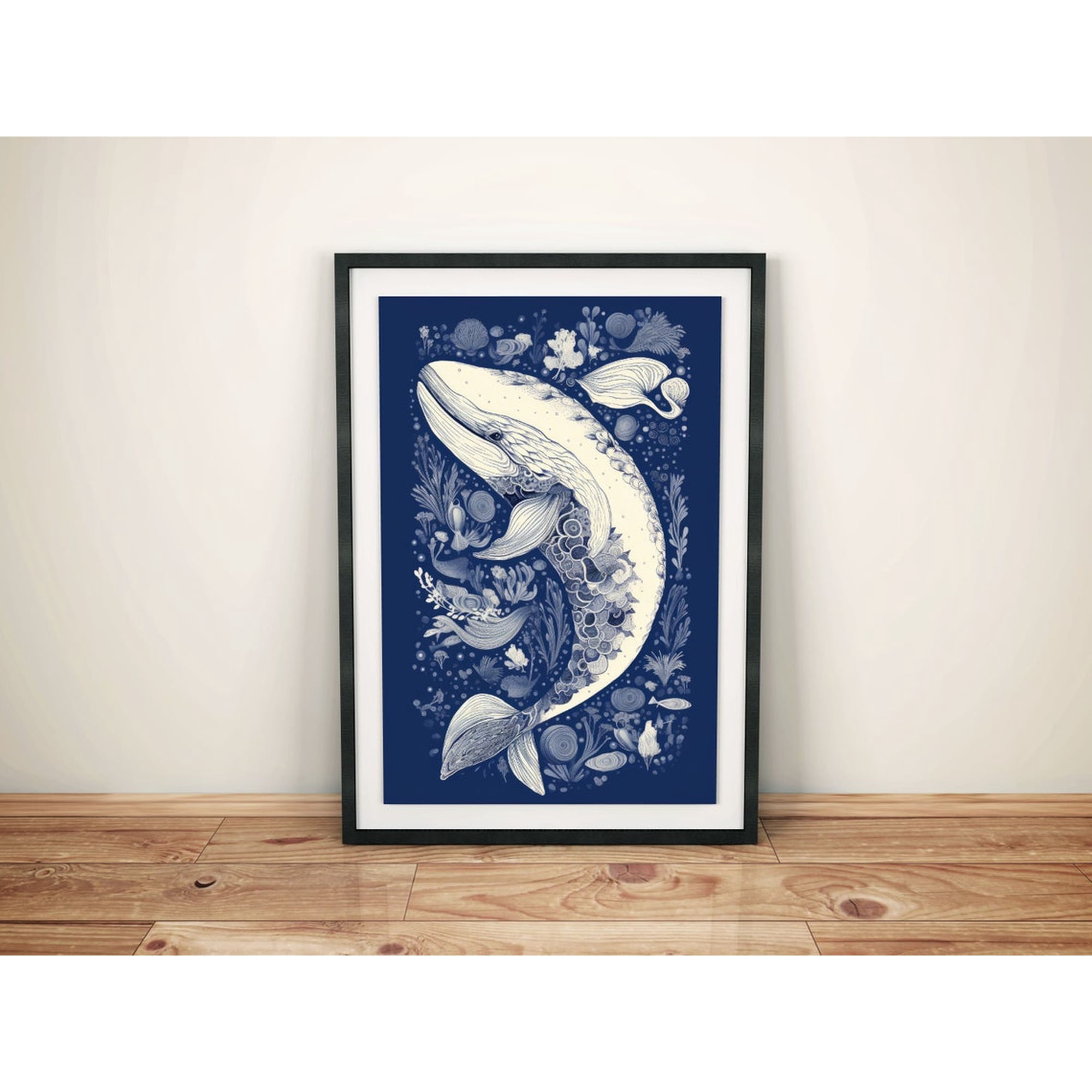 Whale Ocean Wall Art Print Nautical Decor