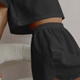 thumbnail image 5 of Tqcoqu Women's Eyelet Embroidery 2 Piece Outfit, Crew Neck Short Sleeve Top & Elastic Waist Split Hem Shorts, Breathable Summer Loungewear Pajama Set for Women﻿,Black Women's M-XXL, 5 of 5
