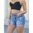 thumbnail image 5 of jinghuiyue Women’s Casual High Waisted Denim Shorts Stretchy Frayed Raw Hem Ripped Jeans Shorts M, 5 of 7