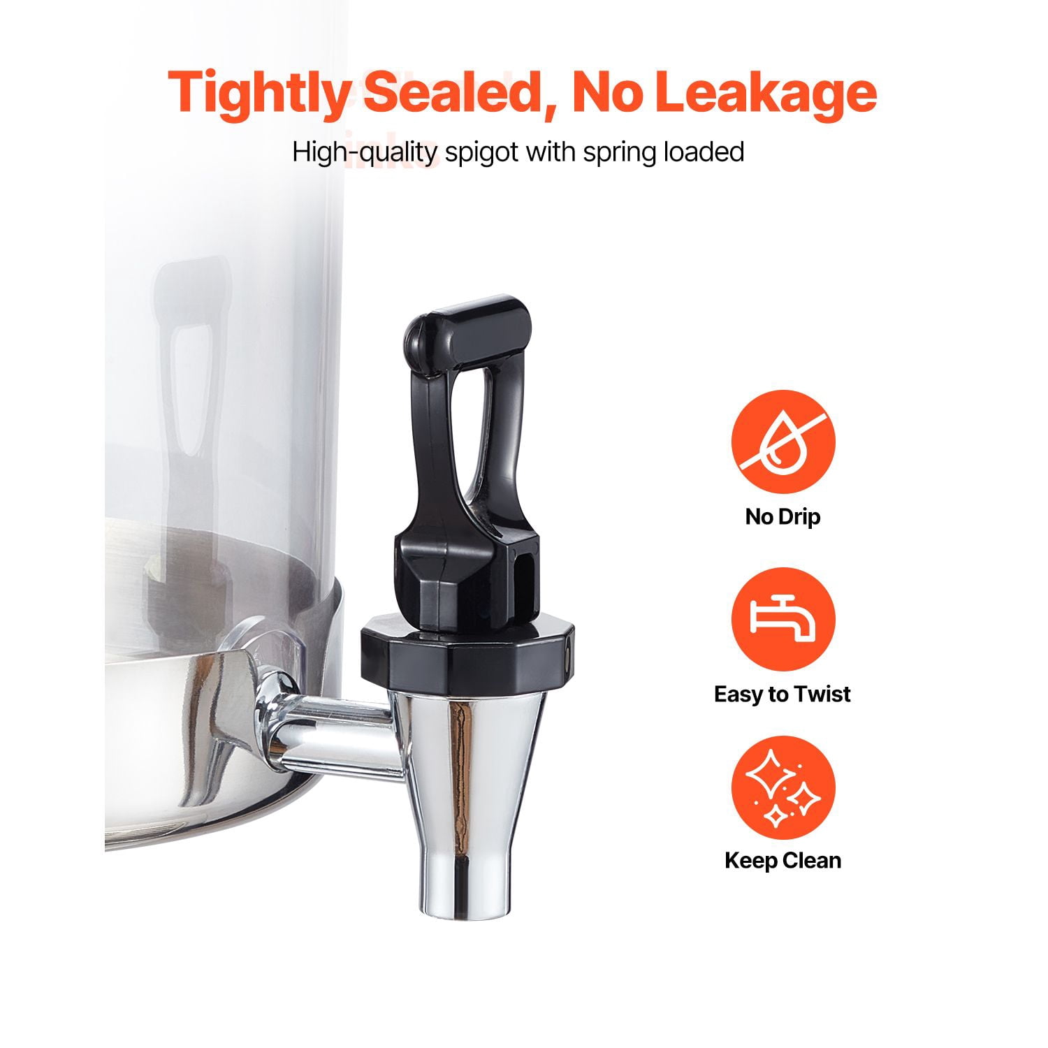 2.1 Gallon Beverage Dispenser with Ice Chamber, Drip-Free Spigot, Wide-Mouth Design, Food-Grade PC, for Parties Restaurants Hotels