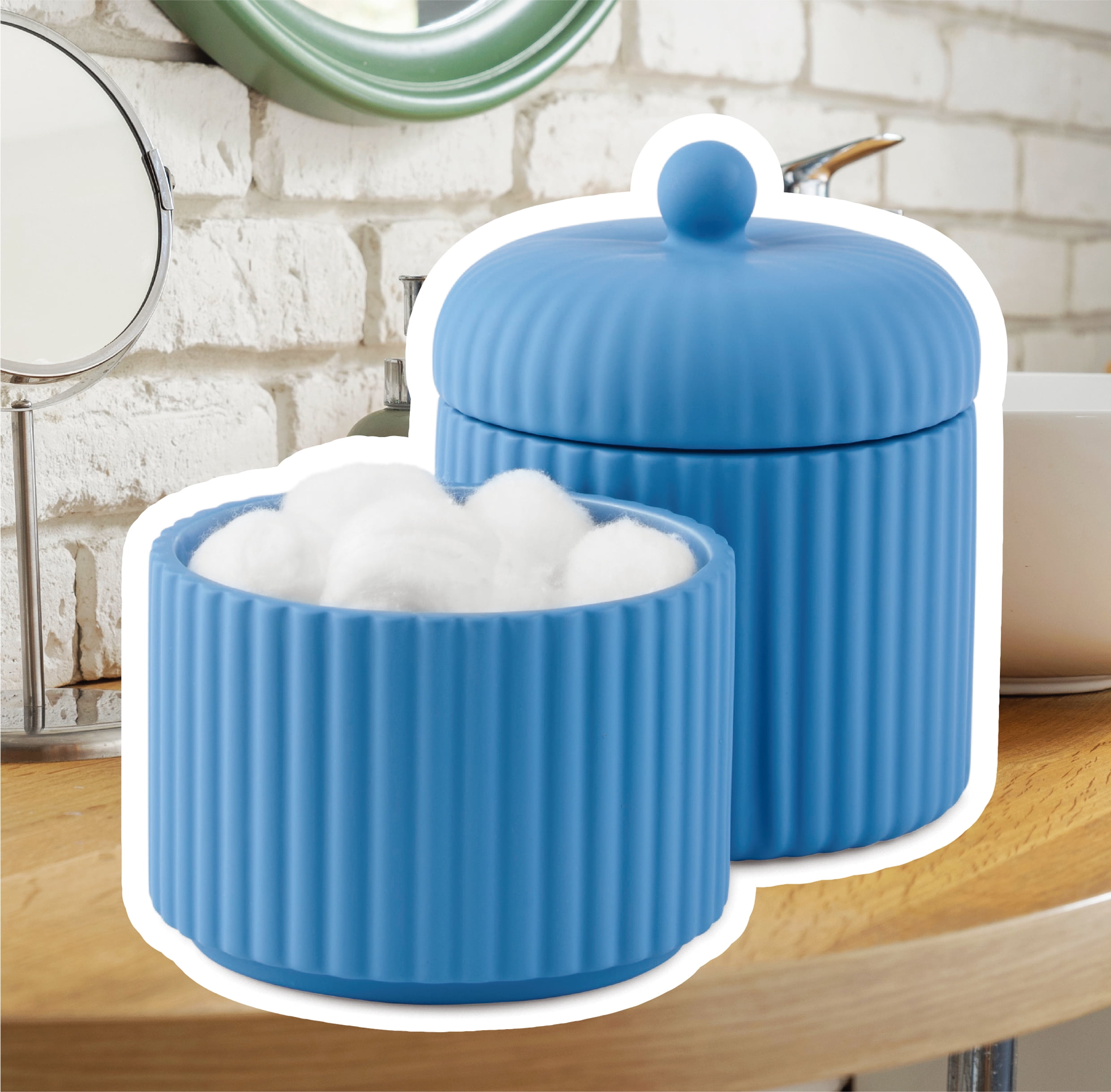 Mainstays By Becky G. & Alejandra 3-Piece Stacked Bathroom Canisters, Blue