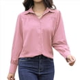 thumbnail image 1 of Blusa Elegante de Larga para Mujer, Estilo Informal, con Cuello Abotonado y Plisada Al Frente. Rosa M, 1 of 7