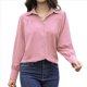 thumbnail image 1 of Blusa Elegante de Larga para Mujer, Estilo Informal, con Cuello Abotonado y Plisada Al Frente. Rosa L, 1 of 7