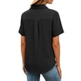 thumbnail image 6 of Women's Linen Tops Lapel Short Sleeve Shirts Summer Button Tunic Blouse, 6 of 8