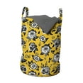thumbnail image 1 of Floral Laundry Bag, Leafy Blossoming Flowers in Greyscale Tones Garden Art, Hamper Basket with Handles Drawstring Closure for Laundromats, 13" x 19", Earth Yellow Grey, by Ambesonne, 1 of 4