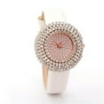 thumbnail image 3 of opvise Luxury Full Rhinestone Round Dial Faux Leather Strap Quartz Women Wrist Watch Red, 3 of 6