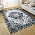 thumbnail image 2 of Lochas Vintage Boho Rug Low Pile Fluffy Area Rugs for Bedroom Living Room Indoor Floor Carpet Home Decor,6'X9',Purple, 2 of 8