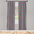 thumbnail image 2 of Ambesonne Plumeria Curtains, Hibiscus Exotic Summer, Pair of 28"x84", Pink Jade Green Purple, 2 of 4