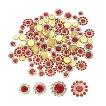 Uxcell Sew on Rhinestones Crystals, Flower Rhinestones Glass Gems Metal Base for DIY Craft Clothes Decoration Gold/Red