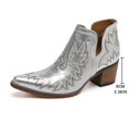 thumbnail image 2 of SACFOF Women's Cowboy Boots Cowgirl Ankle Pointed Toe Chunky Heel Cutout, 2 of 6