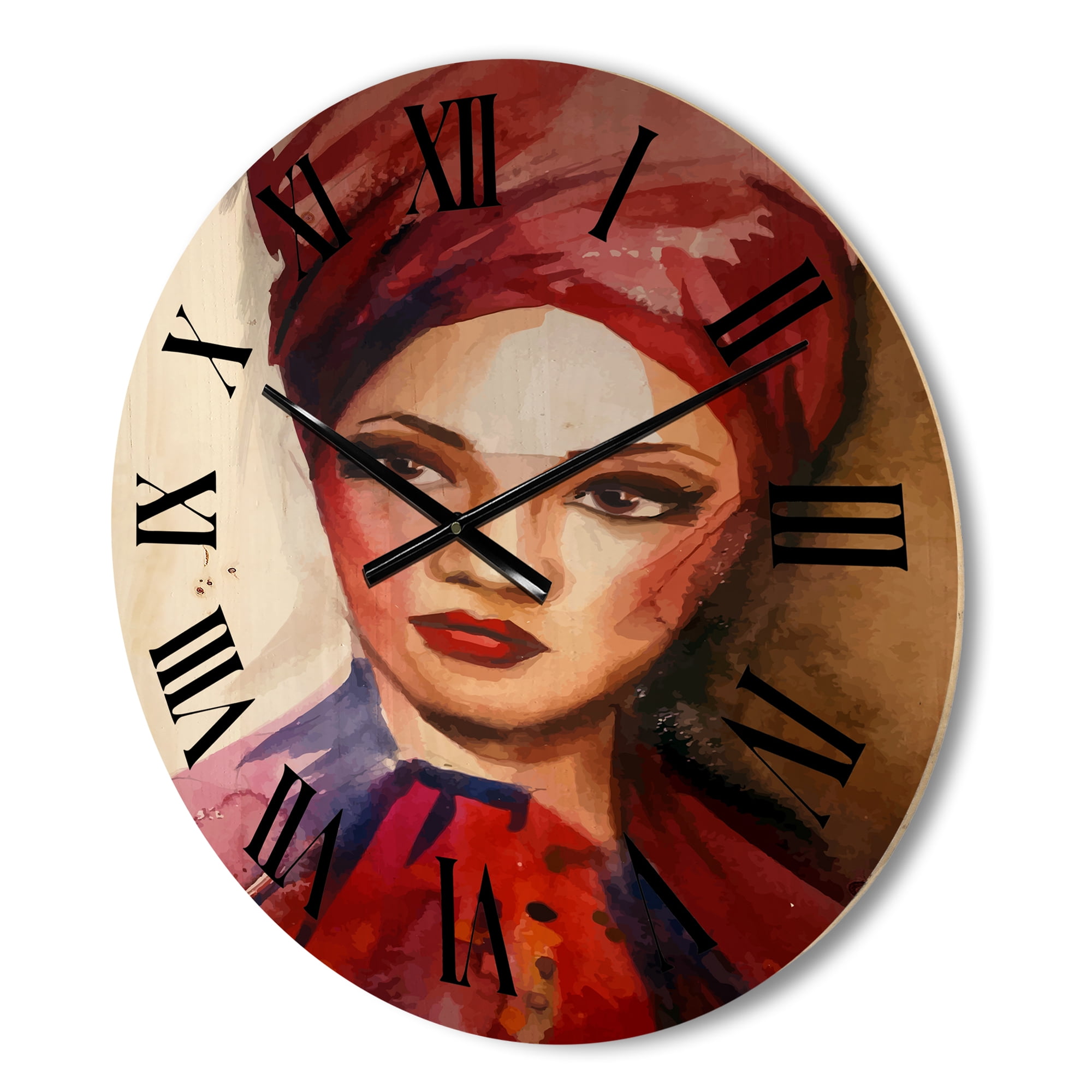 Designart 'Portrait of Young African American Woman I' Modern Wood Wall Clock