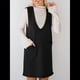 thumbnail image 5 of Vestido Corto de Punto Liso Sin Mangas con Cuello en V y Bolsillos para Mujer Negro L, 5 of 10