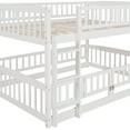 thumbnail image 6 of Full Over Full Low Bunk Bed With Fence and Ladder, Wooden Bunk Bed with Slide, 6 of 12