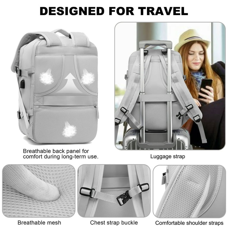 Derstuewe Travel Backpack: Waterproof, USB Port, Carry-On, Laptop