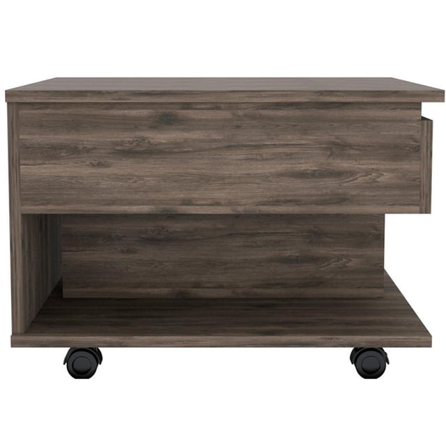 TUHOME Luanda Lift Top Coffee Table with Concealed Storage and Wheels, Brown