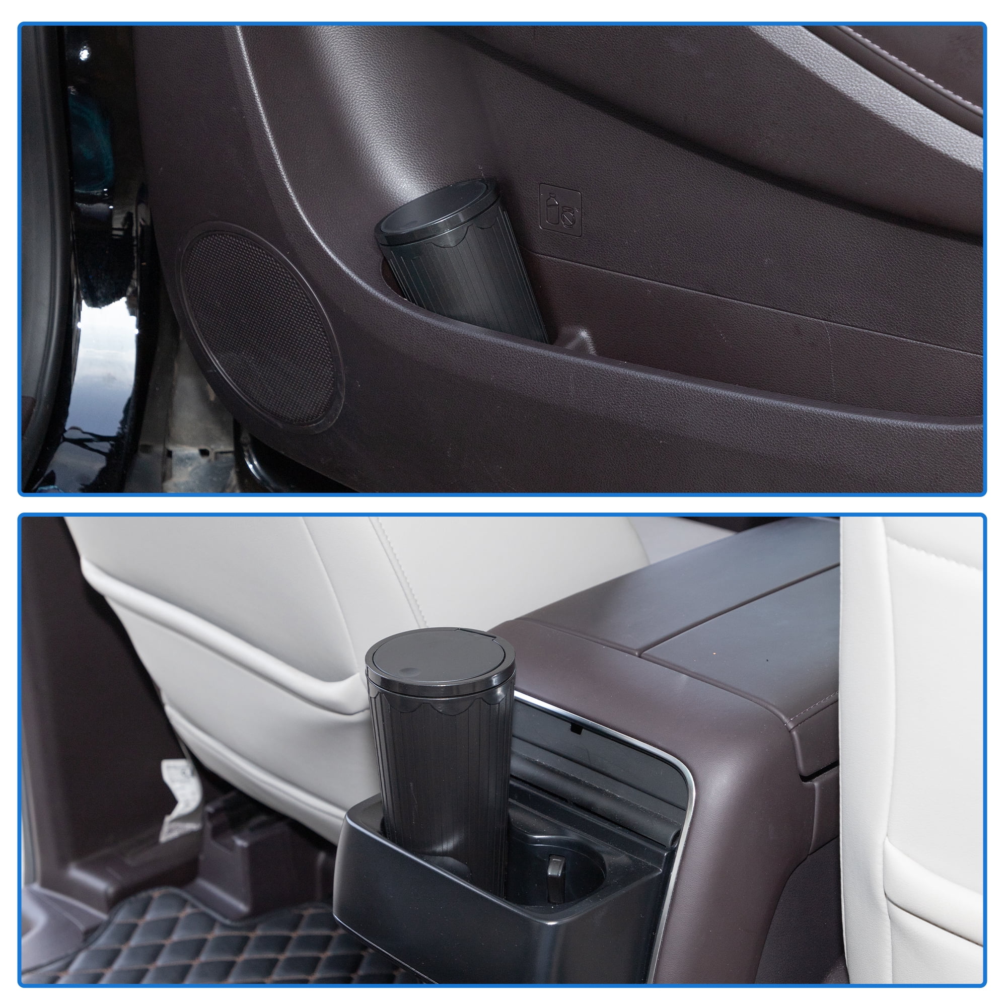Unique Bargains Car Trash Can Trash Bin Portable 3.5x6.3in Height Plastic Black