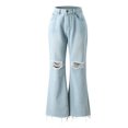 thumbnail image 7 of Flare Jeans For Womens High Waist Washed Ripped Boyfriend Bootcut Denim Pants Trousers, 7 of 7