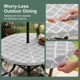 thumbnail image 5 of Round Outdoor Tablecloth with Umbrella Hole and Zipper, Light Gray Tablecloth with Elastic Waterproof, Minimalist Boho Abstract Ethnic Motifs Patio Table Covers for 31" - 35" Picnic Pool Tables, 5 of 9