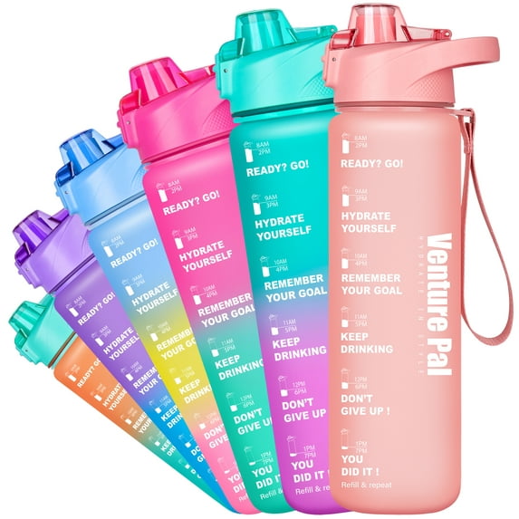 Venture Pal 32oz Motivational Cute Water Bottle with Time Marker & Removable Strainer