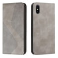 thumbnail image 1 of Funda tipo cartera de cuero magnético texturizado con patrón en S para iPhone X/XS: alta resistencia magnética, ranuras para tarjetas, antiarañazos y protección duradera., 1 of 5