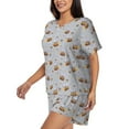 thumbnail image 2 of Haiem Bee Pattern Pajama Set for Women 2 Piece Lounge Set Short Sleeve Tops and Shorts Soft Sleepwear-Large, 2 of 7