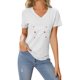 thumbnail image 1 of Camiseta informal para mujer con estampado de corazones y letras de San Valentín: cuello redondo, manga corta, mezcla suave de poliéster y spandex., 1 of 4