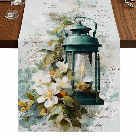Table Runners 70 Inches Long Dress Scarves, Vintage Oil Light Farmhouse Coffee/Dining/Kitchen Table Decor, Holiday Table Runner, Spring Flowers Leaves Candles Country 13x70 Inch