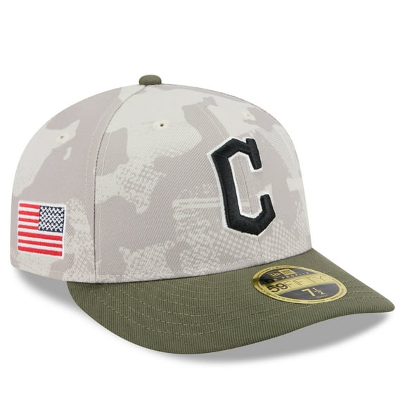 Men's New Era Light Beige/Olive Cleveland Guardians 2025 Armed Forces Day Low Profile 59FIFTY Fitted Hat
