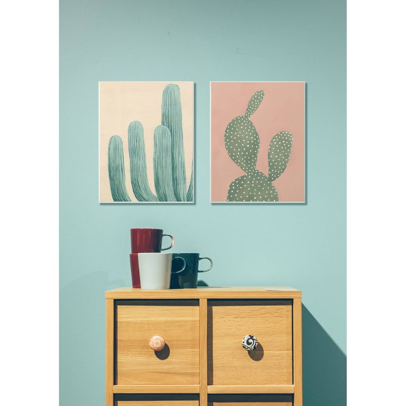 Stupell Painted Coral Cacti Wall Plaque Art, 10 x 0.5 x 15, A 10 x 15