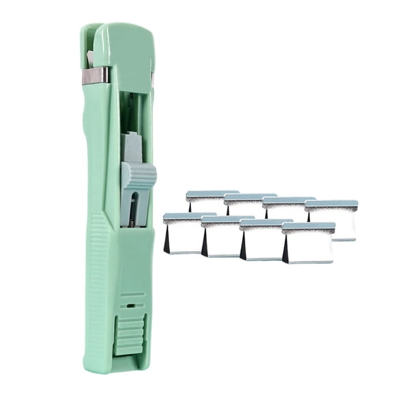 Office Stationery Set Portable Push Stapler with Reusable Clips Handheld Paper Clam Clip Dispenser 55 Sheet Capacity No Hole Punch Free Binding Tool for Documents Student Test Papers Home & School Cr