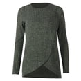 thumbnail image 5 of Womens T Shirts Long Sleeve Ladies Tops Fall Hem Comfort Knit Blouses Casual Green M, 5 of 6