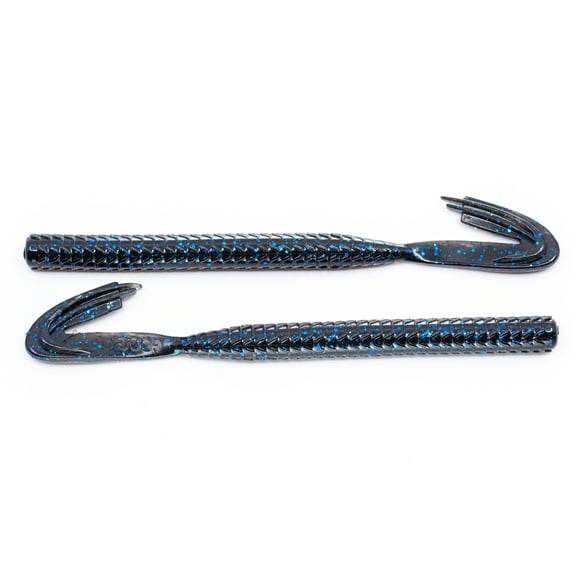 Googan 6" Blazin Worm, Black Blue, 8pc Freshwater Fishing Soft Baits