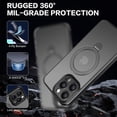 thumbnail image 6 of Phone Case for iPhone 15 Pro 6.1 inches, 360° Rotatable Magnetic Ring Stand Compatible with MagSafe Military Grade Shockproof Phone Covers for Women Men Boy Girls(Translucent Black), 6 of 14