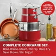 thumbnail image 3 of Gotham Steel 20-Piece Aluminum Ti-Ceramic Nonstick Cookware and Bakeware Set in Red, Pots and Pans Set, 3 of 9