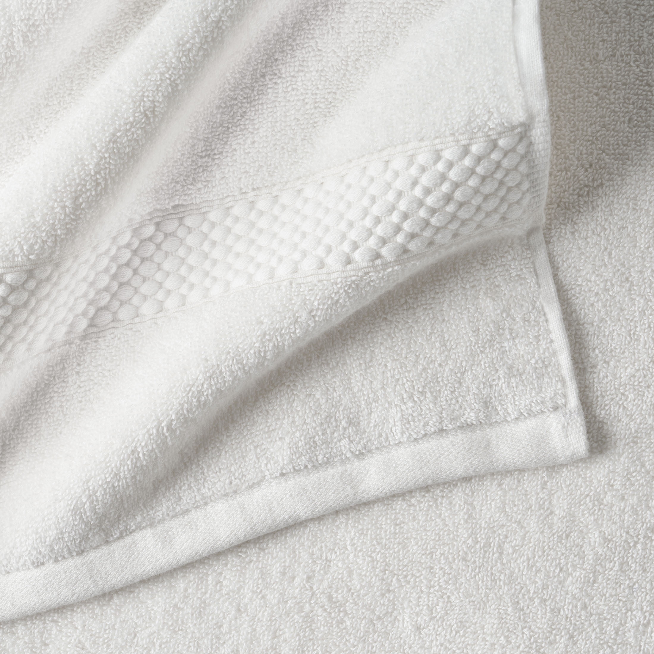 Beautiful by Drew Barrymore Dobby Bath Towel, Soft 100% Cotton, Off White