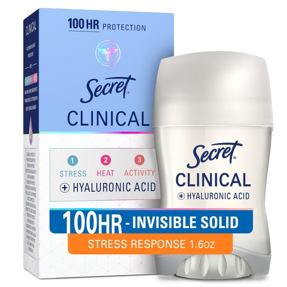 Secret Clinical 100HR Antiperspirant Deodorant, Invisible Solid, Stress Response, 2.6 oz