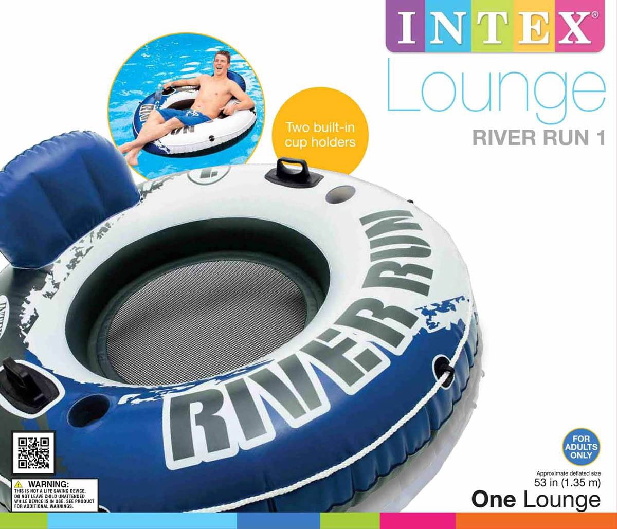 Intex River Run 1 Inflatable Floating Tube Raft for Lake, Pool, Ocean (18 Pack)