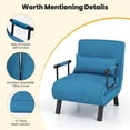 thumbnail image 2 of Demi Bonn Convertible Sofa Bed, Folding 6 Position Convertible Sleeper Bed Armchair Lounge Couch with Pillow, Metal Legs, Linen Armchairs for Living Room, Office, Blue, 2 of 8