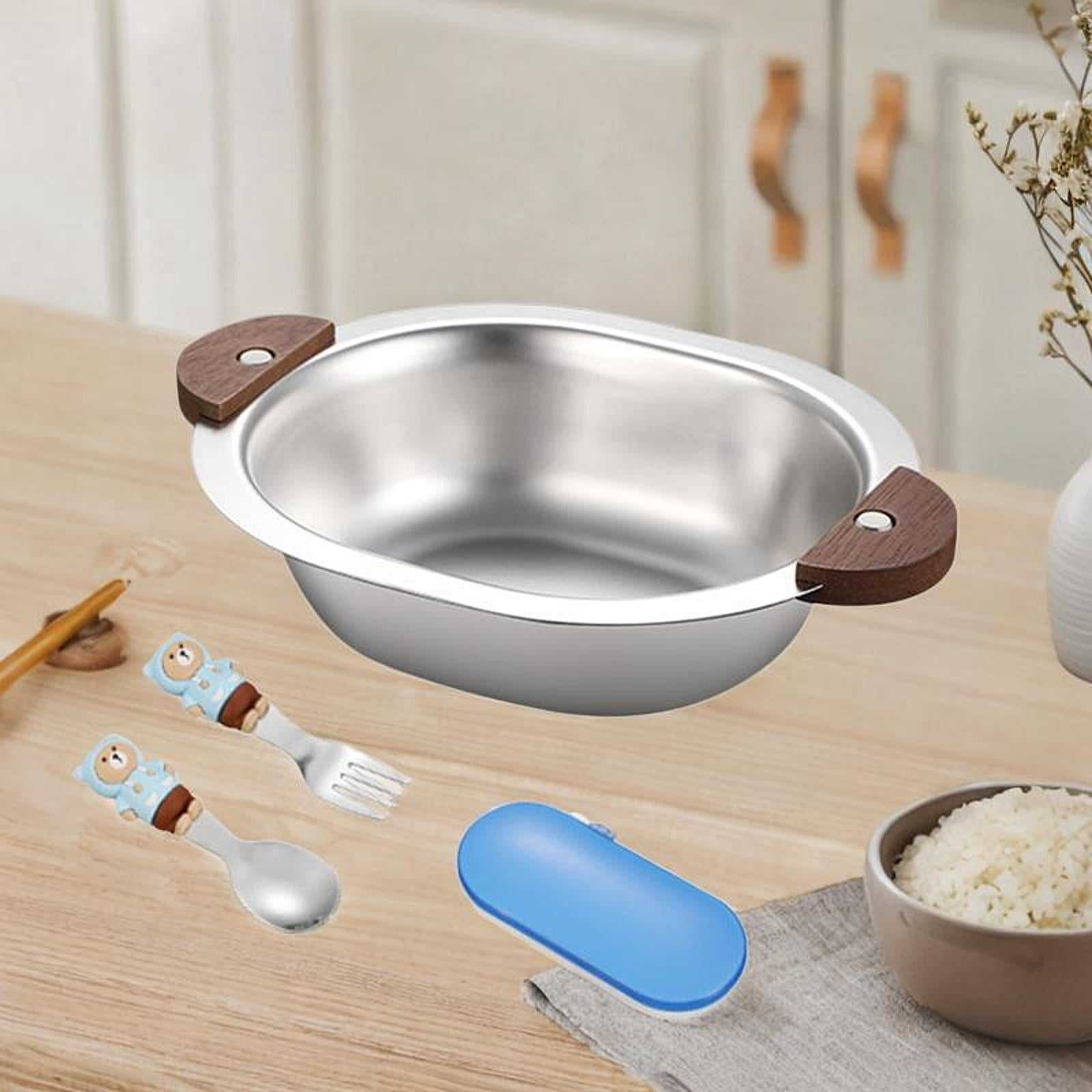 Fiocias Cute Bowls for Kids, Fork Easy to Clean Cereal Mixing Bowl Babies Boys Girls with Blue fork