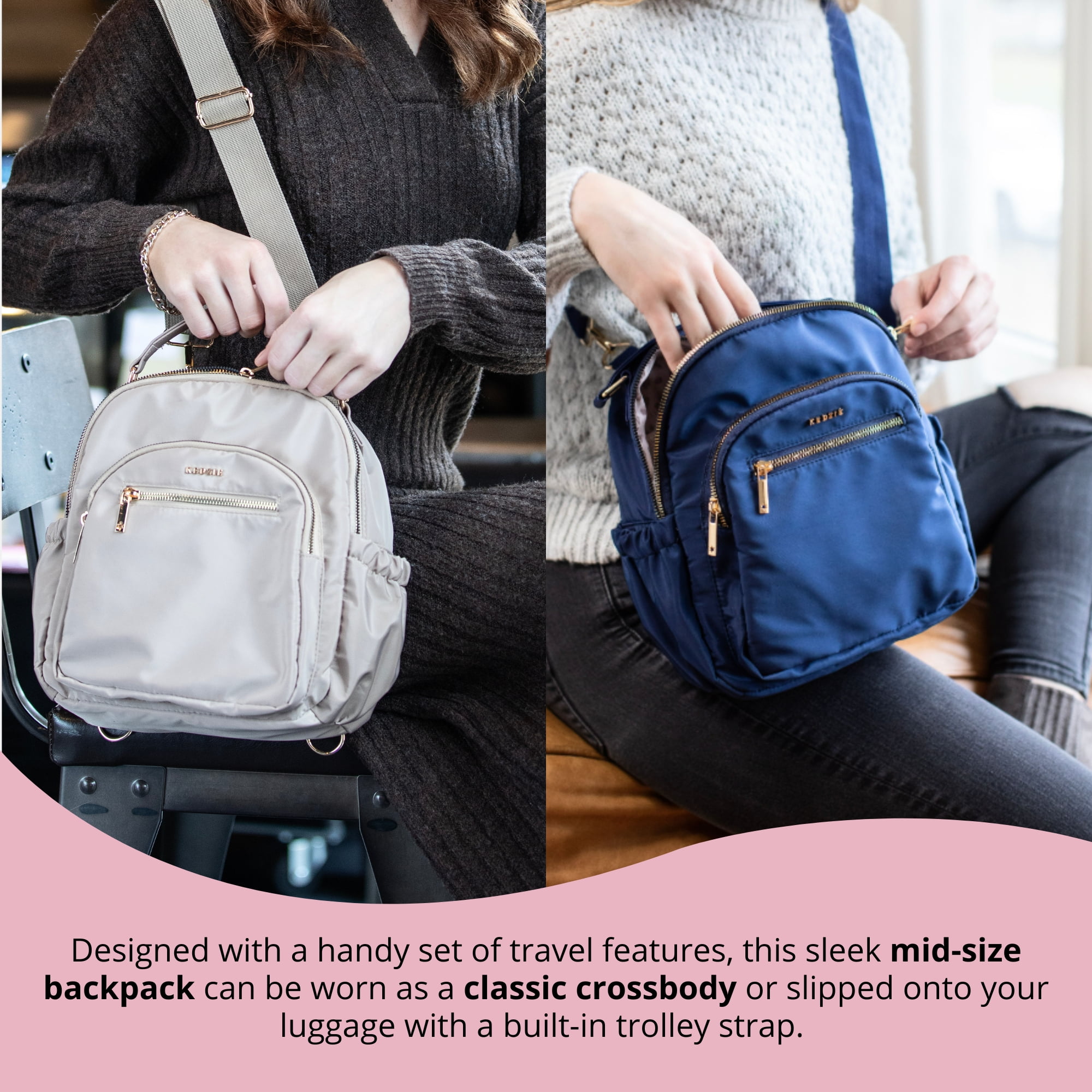 Kedzie Aire Convertible Backpack Crossbody Carry-On Bag, Navy (Women's)