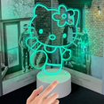 thumbnail image 1 of FYBTO Hello Kitty 3D Night Light Anime Led Table Lamp USB Charge with Touch Switch for Party Kids Bedroom Decor Birthday Gift 16 Colors Remote Control for Bedside Neon Light Desk Lamp, 1 of 5