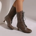 thumbnail image 2 of Women's Victorian Ankle Boots Side Zipper Block Chunky Mid Heel Boots Y2K Trendy 2025 Boots Shoes, 2 of 6