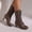 Coffee, variant on Women Vintage Boots Lace up Ankle Boots Mid Heel Booties Costume Shoes Cone Heel White 5.5(36)