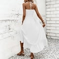 thumbnail image 6 of Npasoilc Summer Backless Hanging Neck Dresses for Women Sleeveless Solid Color A-Line Long Dress, 6 of 6