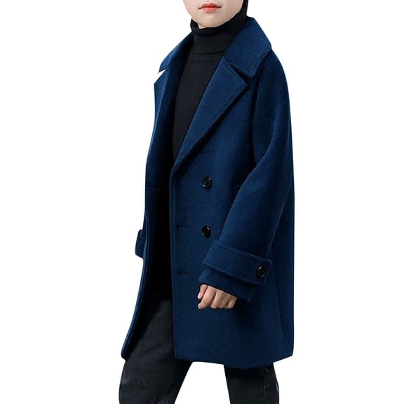 Mercatoo Girls' Dress Coat Double Breasted Peacoat Boys Trench Coat Wool Blend Long Winter Coat Kids Thicken Mid Length Ski Jacket