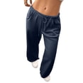thumbnail image 2 of WULMLEO Baggy Wide Leg Sweatpants Women Lightweight Low Rise Sweatpants with Pockets Spring Comfy Yoga Pants Cotton Joggers Dark Blue 2XL, 2 of 6