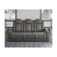 thumbnail image 5 of Ashley Furniture HyllMont Faux Leather Power Reclining Sofa in Charcoal Gray, 5 of 8