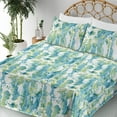 thumbnail image 3 of Ambesonne Fashion Fitted & Flat Sheet with Shams 4 Pcs Set, Abstract Grungy Flowers Art, Full, Dark Teal and Almond Green, 3 of 5
